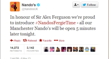 Nando’s Real-Time ‘Fergie-Time’ Newsjacking Tweet