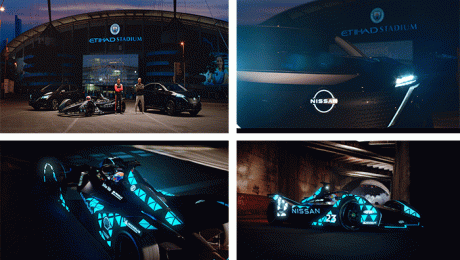 Nissan & Its Formula E Team Activate Man City Partnership In ‘Feel Electric’ Live Light Stunt