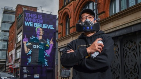 Man City FC Training Kit Partner OKX’s Murals & Digital Ads Cyber-Punk Manchester Streets