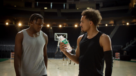 Young NBA Stars Trae Young & Anthony Edwards Front US Sprite Bottle Rebrand Campaign