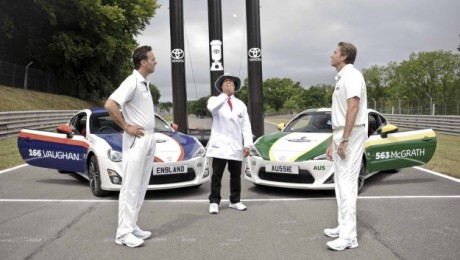 Ashes Rivals Vaughan & McGrath Race Toyotas To #SettlesTheScore