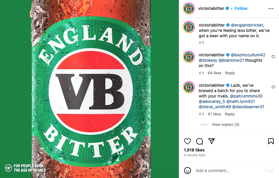 Aussie Beer VB Leverages Ashes Controversy With Release Of ‘England Bitter’